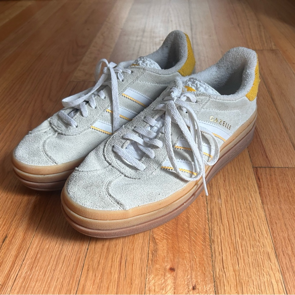 Adidas Gazelle Off-White and Mustard Sneakers